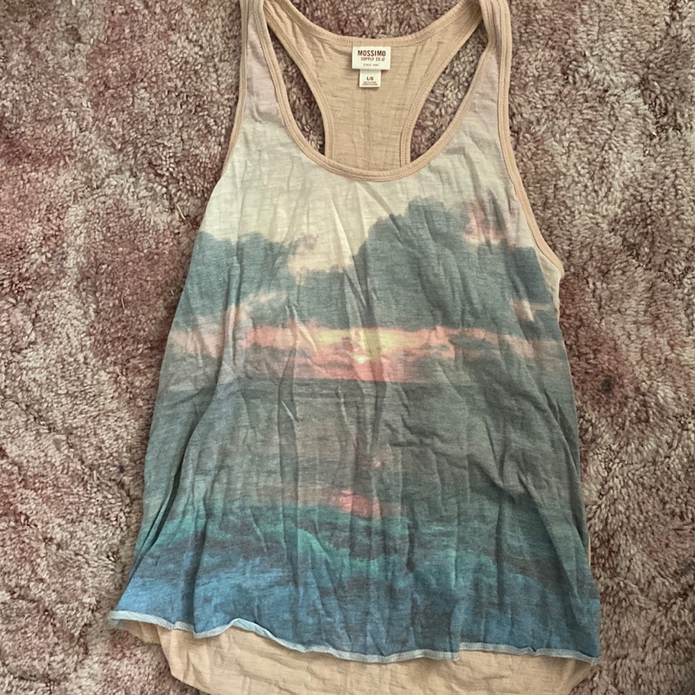 Sunset razorback tank top. Size: L Color: Pink/Multi Brand: Mossimo Supply Co